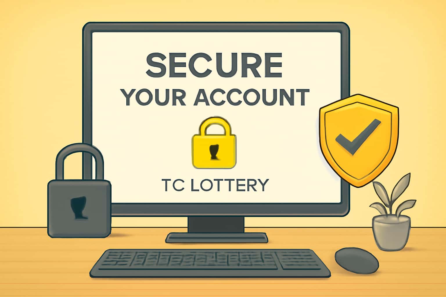 Visual representation of securing a Tc Lottery account with focus on safety features.